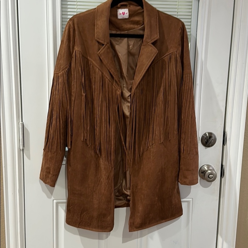 Ultra suede fringed jacket